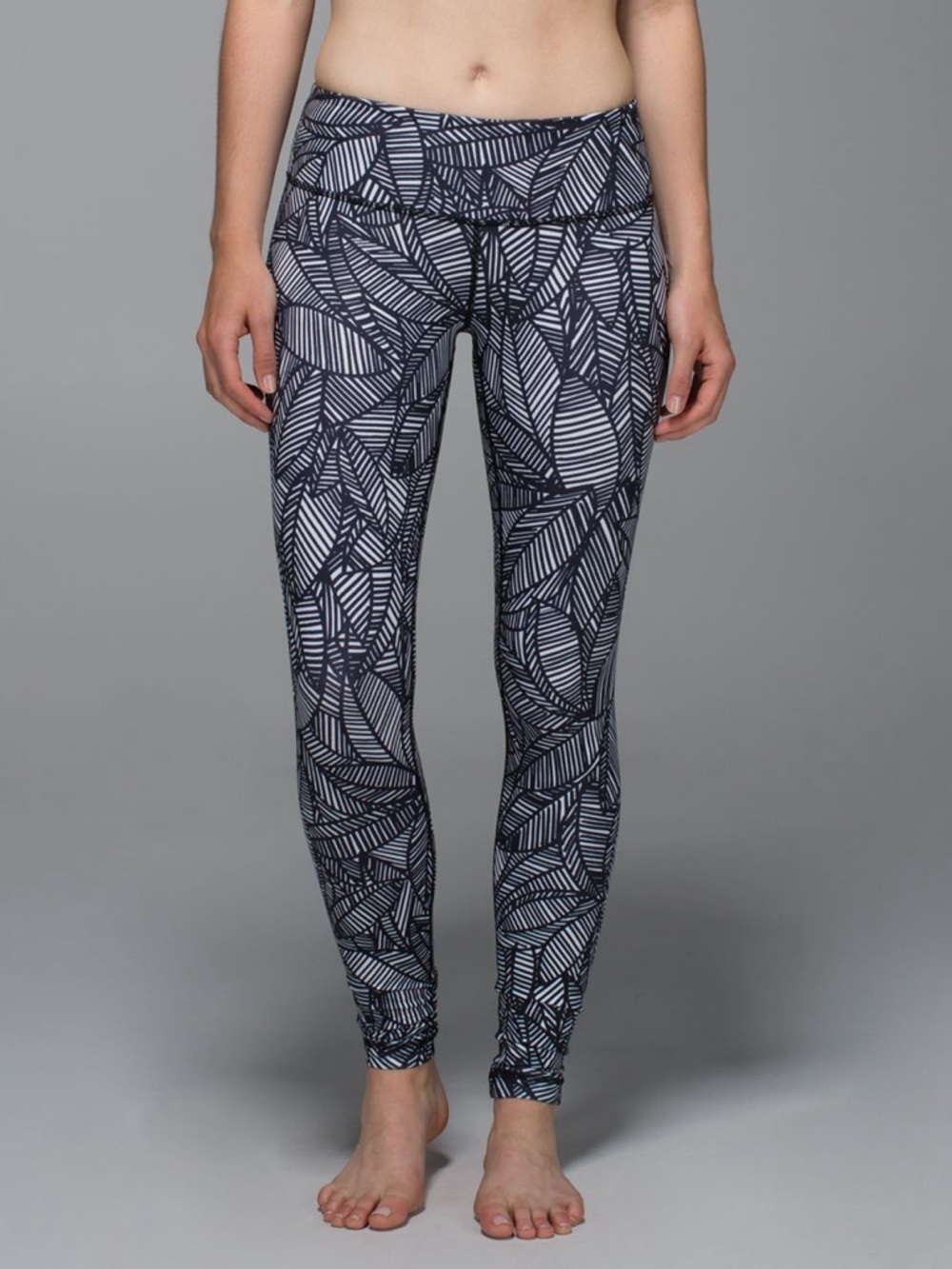 Lululemon Wunder Under Pant *Full On Luon - Banana Leaf/White Black